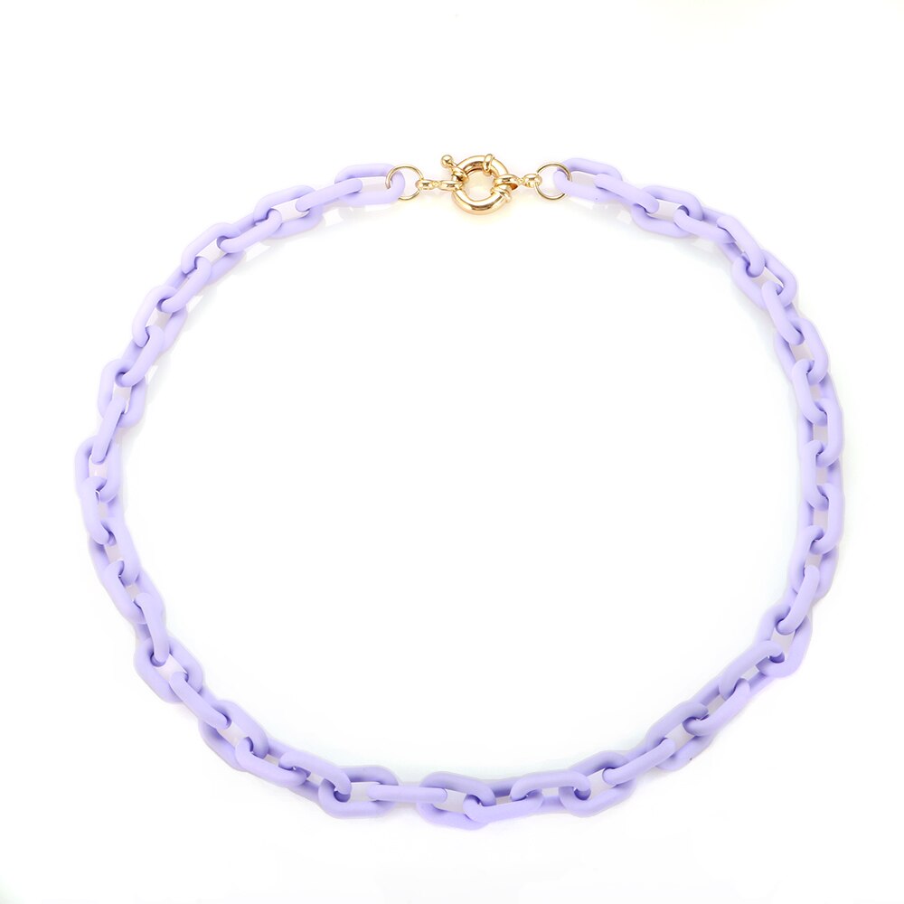 Minimalist Acrylic Link Chain Necklace Fresh Colorful Choker For Women Cute Necklace Jewelry Gift