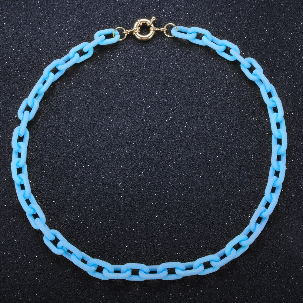 Minimalist Acrylic Link Chain Necklace Fresh Colorful Choker For Women Cute Necklace Jewelry Gift