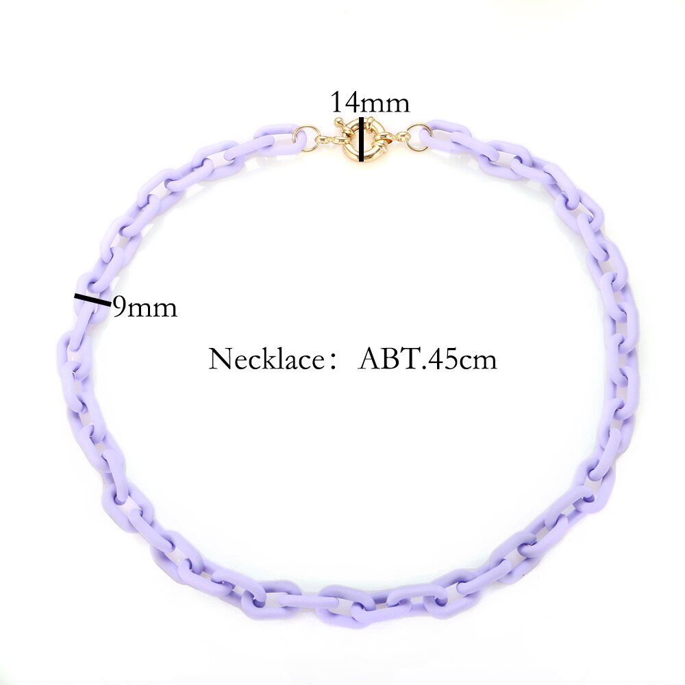 Minimalist Acrylic Link Chain Necklace Fresh Colorful Choker For Women Cute Necklace Jewelry Gift