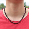 Minimalist Choker Necklace For Men Boy 6mm Small Beads Natural Map Onyx Tiger eye Stone Necklace Hombre Punk Male Accessories