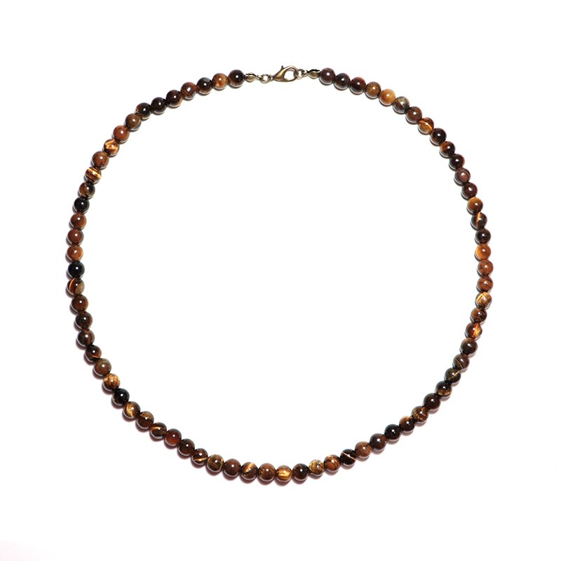 Minimalist Choker Necklace For Men Boy 6mm Small Beads Natural Map Onyx Tiger eye Stone Necklace Hombre Punk Male Accessories