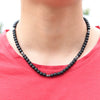 Minimalist Choker Necklace For Men Boy 6mm Small Beads Natural Map Onyx Tiger eye Stone Necklace Hombre Punk Male Accessories
