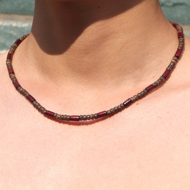 Minimalist Choker Necklace Men 46cm/18 inches Natural Wood Necklace For Hombre Hiphop Rock Man Charm Necklace Accessories Gift
