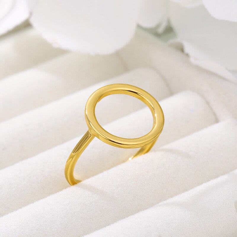 Minimalist Circle Rings for Women Stainless Steel Ring Adjustable Geometric Round Knuckle Rings Jewelry bague femme
