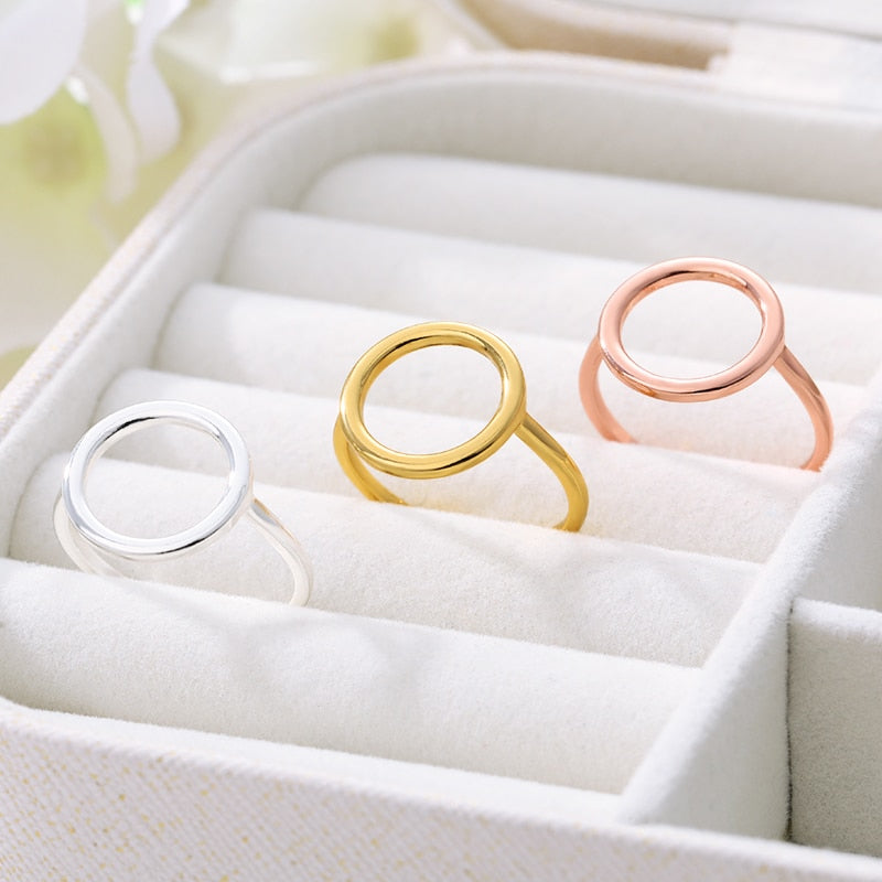 Minimalist Circle Rings for Women Stainless Steel Ring Adjustable Geometric Round Knuckle Rings Jewelry bague femme
