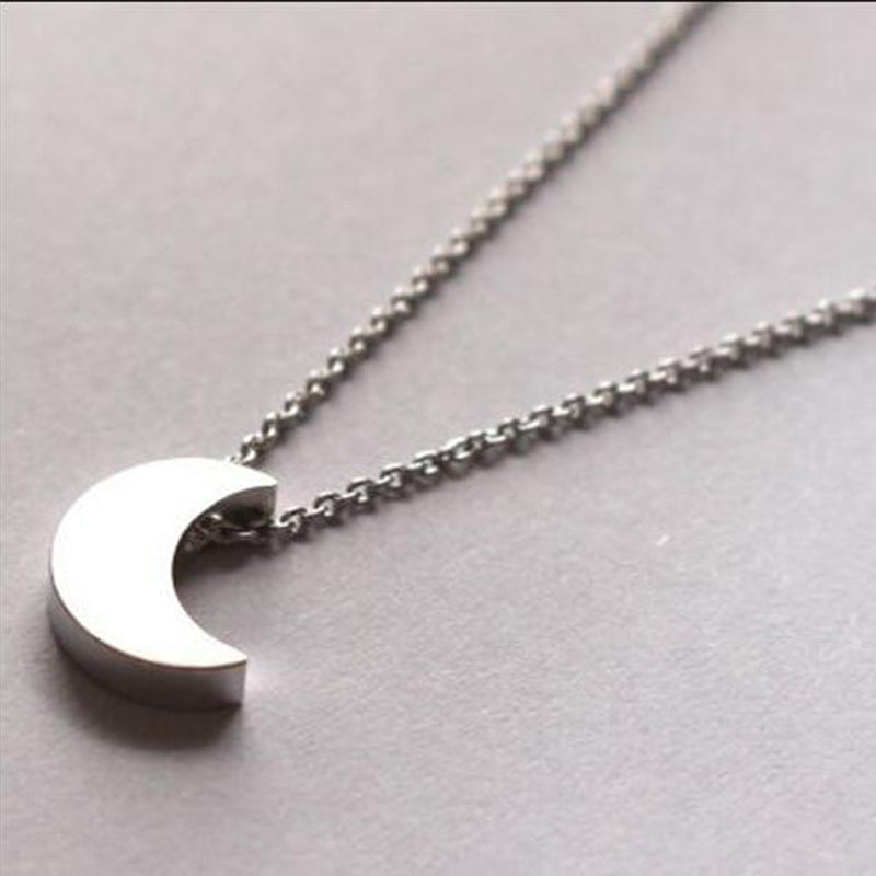 Minimalist Crescent Moon Silver Gold color Long Necklace Women Jewelry Solid Chain Pendant Necklace
