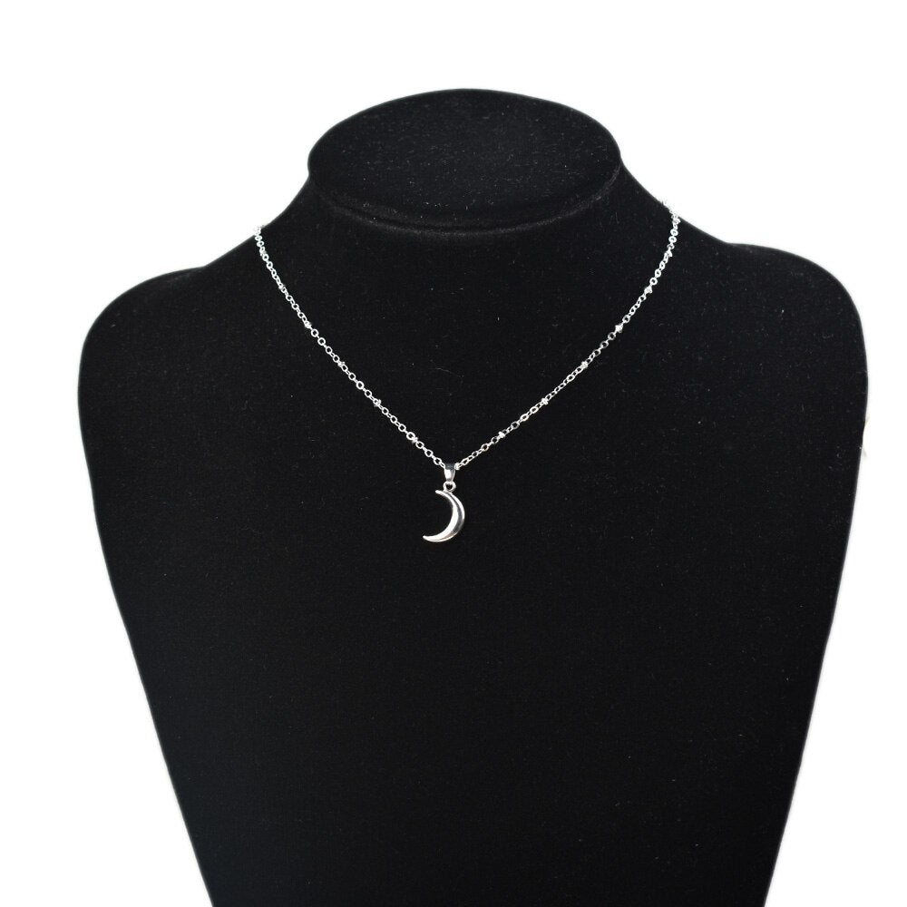 Minimalist Cross Moon Pendant Necklace Women Bohemian Metal Jewelry Silver Color Chain Choker Female Party Gift Bijoux Collares