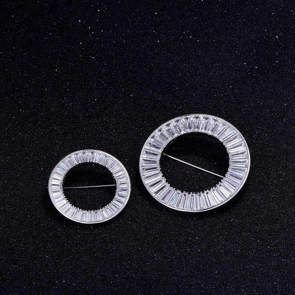 Minimalist Design CZ Round Brooch For Women Lady Silvery/Rose Gold Corsage Pins Brooches  Costume Trendy Quality Jewelry 2022