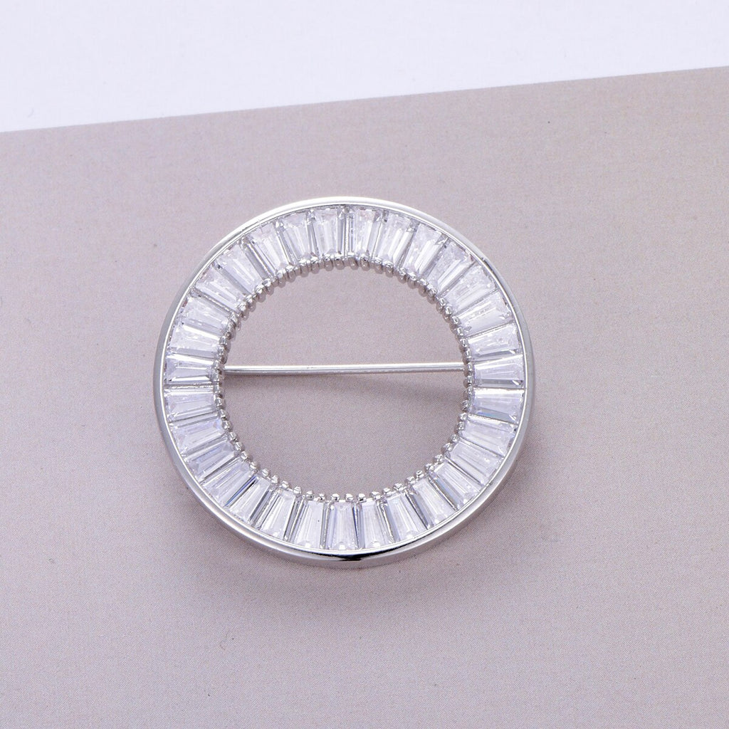 Minimalist Design CZ Round Brooch For Women Lady Silvery/Rose Gold Corsage Pins Brooches  Costume Trendy Quality Jewelry 2022