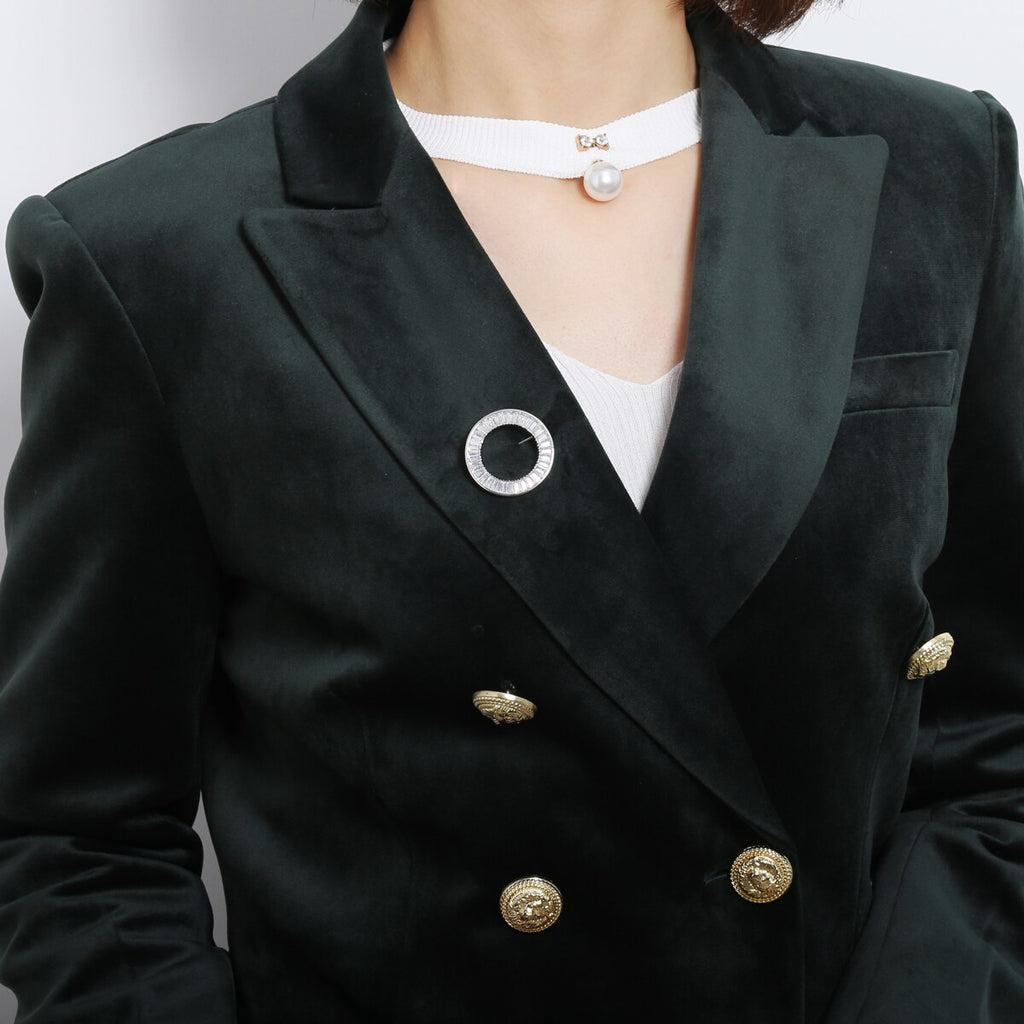 Minimalist Design CZ Round Brooch For Women Lady Silvery/Rose Gold Corsage Pins Brooches  Costume Trendy Quality Jewelry 2022