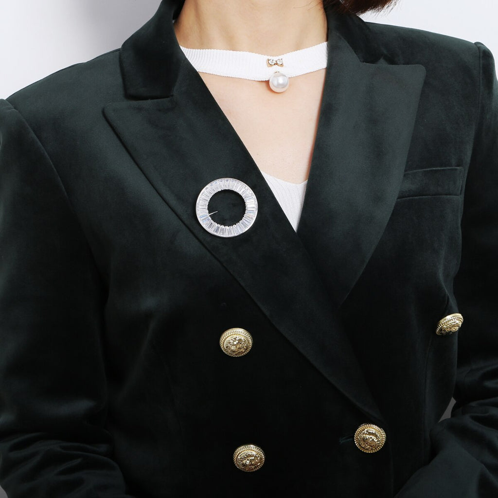 Minimalist Design CZ Round Brooch For Women Lady Silvery/Rose Gold Corsage Pins Brooches  Costume Trendy Quality Jewelry 2022