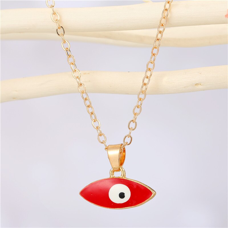 Minimalist Evil Eye Pendant Necklace Collar For Women Thin Link Chain Mini Blue Eye Choker Turkish Lucky Jewelry Gifts