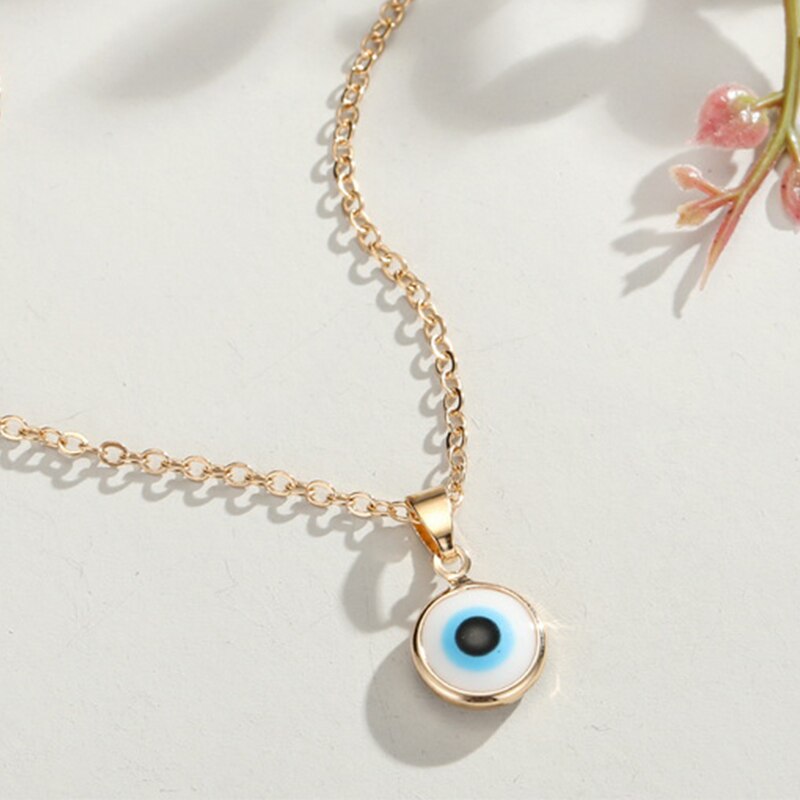 Minimalist Evil Eye Pendant Necklace Collar For Women Thin Link Chain Mini Blue Eye Choker Turkish Lucky Jewelry Gifts