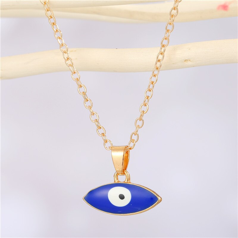 Minimalist Evil Eye Pendant Necklace Collar For Women Thin Link Chain Mini Blue Eye Choker Turkish Lucky Jewelry Gifts