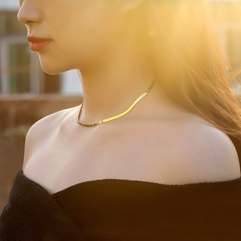 Minimalist Gold Color Women's Neck Chain Choker Necklace Clavicle  Jewelry on The Neck Pendant 2021 Chocker Collar for Girl