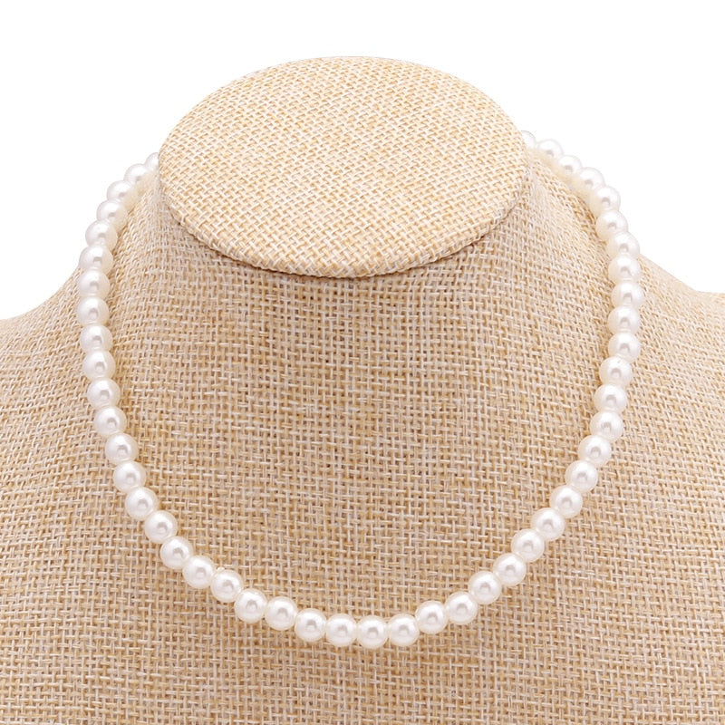 Minimalist Imitation Pearl Choker Necklace For Women Jewelry Bridesmaid Chain Necklace Jewelry