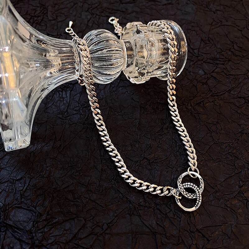 Minimalist Simple Geometric Double Circle Necklaces Women Design Irregular Clavicle Chain Vintage Baroque Jewelry Gift