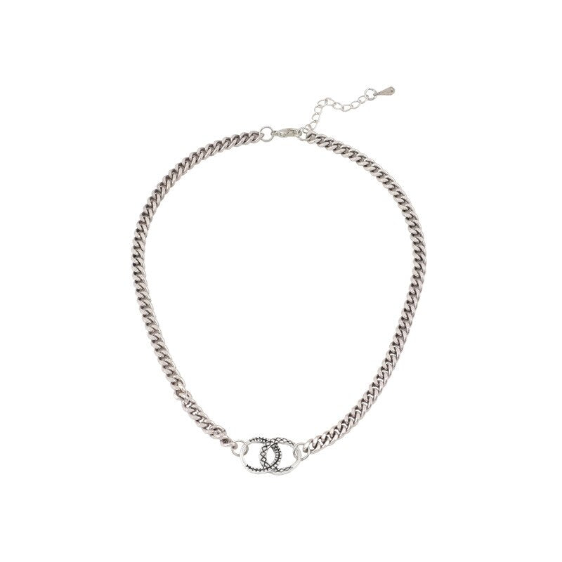 Minimalist Simple Geometric Double Circle Necklaces Women Design Irregular Clavicle Chain Vintage Baroque Jewelry Gift