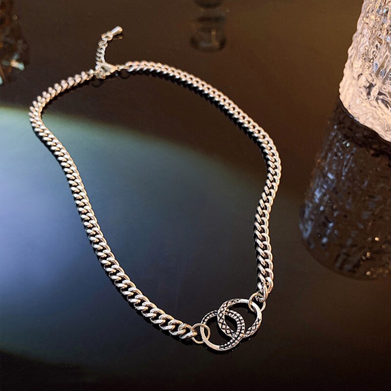 Minimalist Simple Geometric Double Circle Necklaces Women Design Irregular Clavicle Chain Vintage Baroque Jewelry Gift