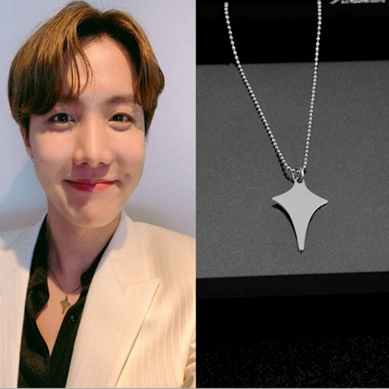 Minimalist Titanium Steel Cross Star Pendant Necklace Women Kpop Star J HOPE Style Trendy Necklace Jewelry Never Fade Jewelry