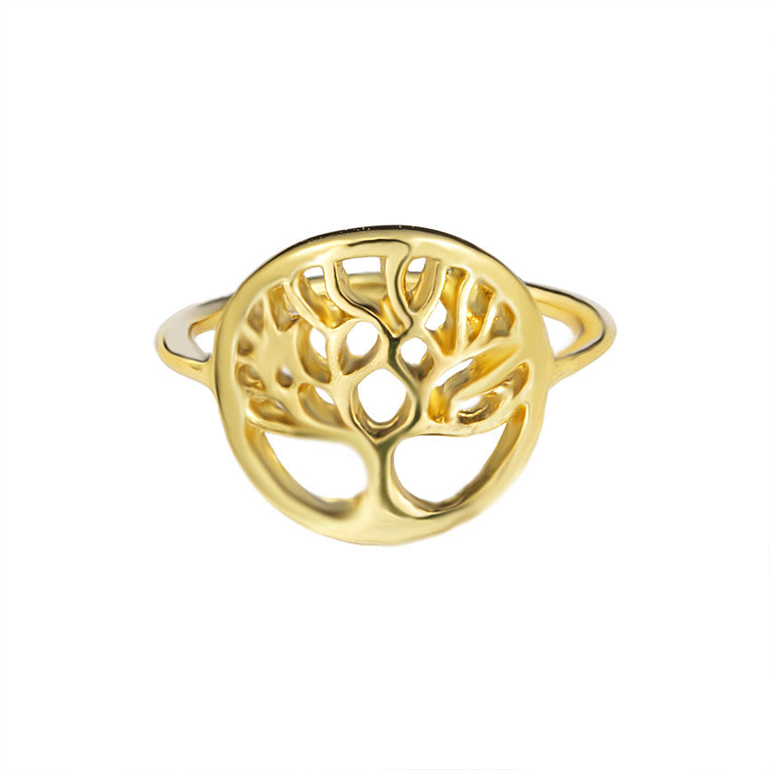 Minimalist Tree of Life Finger Rings Men Jewelry Zi Alloy Rose Gold Silver Round Wedding Rings For Women Bff Gifts Bague Femme