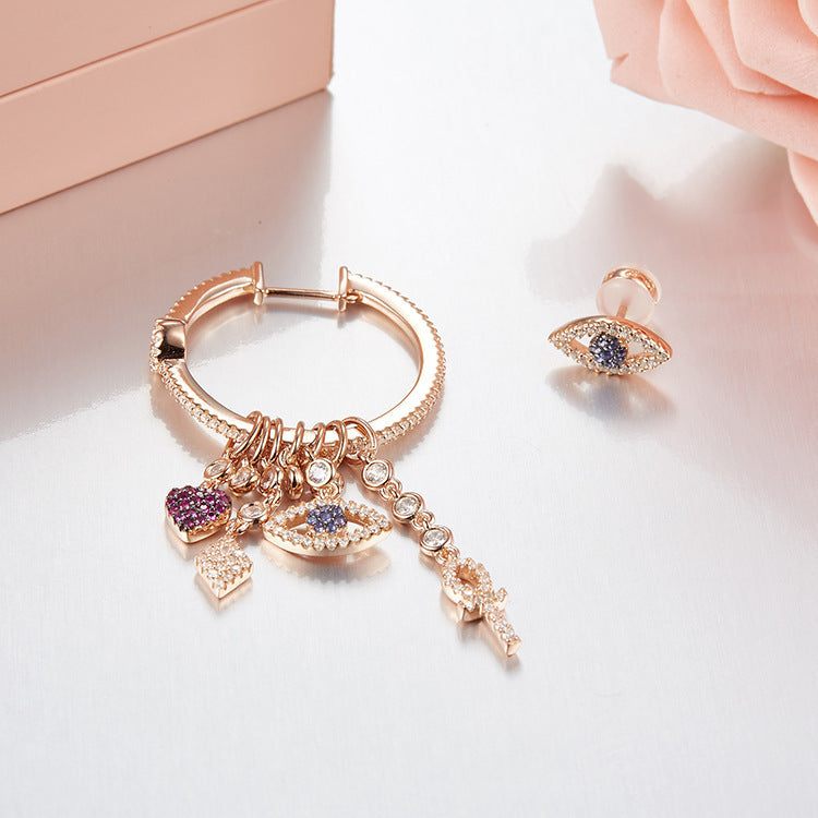 Mismatch Luxury Cubic Zirconia Wedding Party Earring Fashion 925 Sterling Sliver Asymmetry Earrings Jewelry for Women