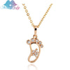 Rose Gold color Zircon Cute Little Baby Foot feet footprint Necklaces & Pendants statement Jewelry for women