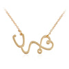 Miss Zoe ECG Stethoscope Love You Pendant Necklace Heart Shape Rose Gold Silver Jewelry Gift for Doctor Nurse Lovers Women Men