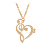 Minimalist Simple Fashion Hollow Heart Shaped Musical Note Pendant Necklace Music Jewelry Gold Silver  Gift
