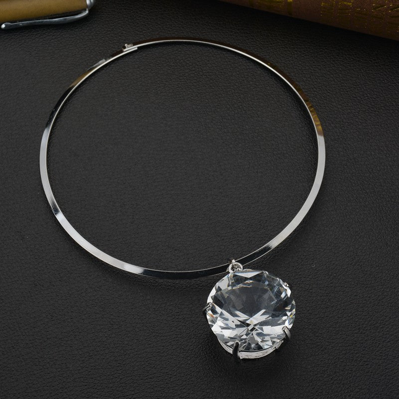 Fashion Women Collar Choker Necklace Statement Jewelry Alloy Torques Big Crystal Maxi Necklaces & Pendants