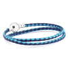 Mixed Blue Woven Leather Bracelets 100% 925 Sterling Silver Jewelry