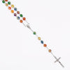 Mixed Color Rose Plastic Beads Jesus Cross Rosary Necklace Virgin Mary Religious Father Necklace