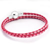 Mixed Pink Woven Leather Bracelets 100% 925 Sterling Silver Jewelry