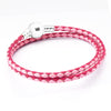 Mixed Pink Woven Round Clasp Leather Bracelets 100% 925 Authentic Sterling Silver-Jewelry
