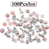 Mixed Random Delivery Silver Plated Pink Beads Charms Fit Brand Europe Bracelets Necklace For Women Jewelry Making Special Offer