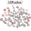 Mixed Random Delivery Silver Plated Pink Beads Charms Fit Brand Europe Bracelets Necklace For Women Jewelry Making Special Offer