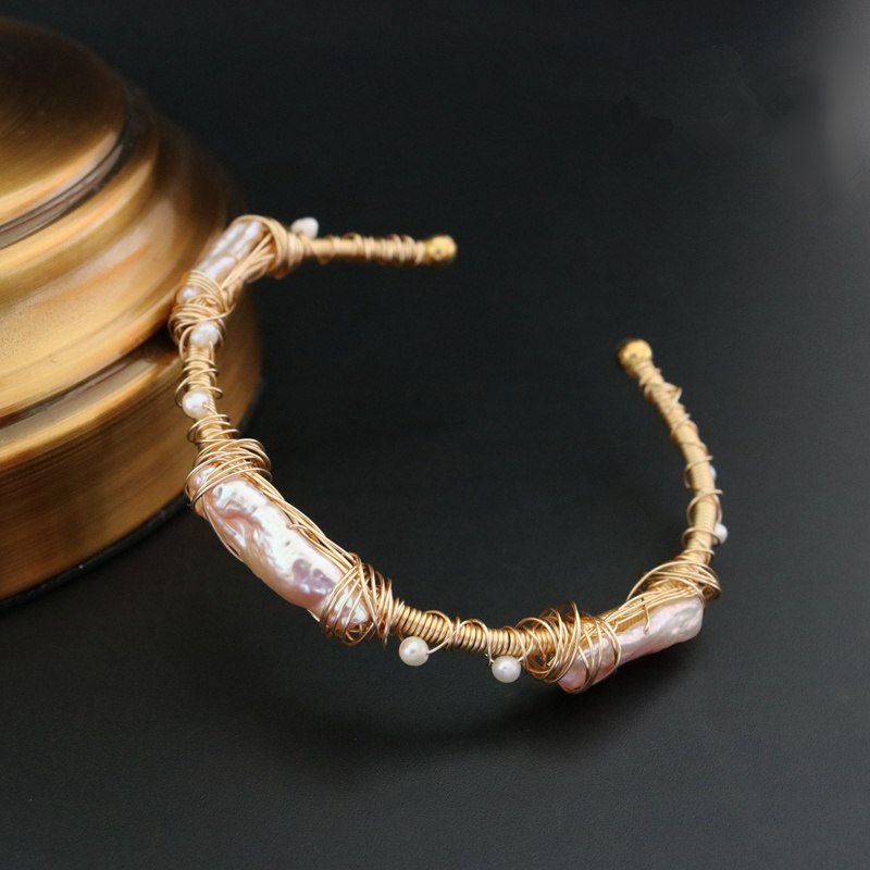 Mixed-colour baroque multi-wire wrapping pearls bracelet bangles Luxurious fashion jewelry for women dating /gift