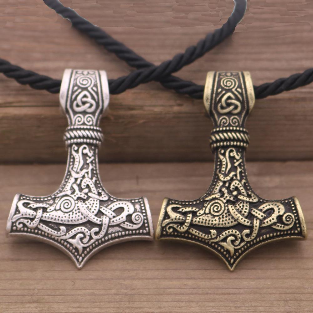 Mjolnir Thor Hammer Pendant Talisman Amulet Jewelry Viking Necklace Men Accesorios Neckless Mujer