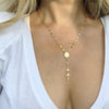 Mling Cross Pendant Necklaces Women Rose Gold Sliver Chain Long Necklace Men Rosary Madonna Coin Necklaces Religious Jewelry ED5