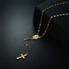 Mling Cross Pendant Necklaces Women Rose Gold Sliver Chain Long Necklace Men Rosary Madonna Coin Necklaces Religious Jewelry ED5