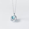 Hot Sale 925 Sterling Silver Aurora Space Planet Pendant Necklaces for Women Pretty Stone Necklace Pendant