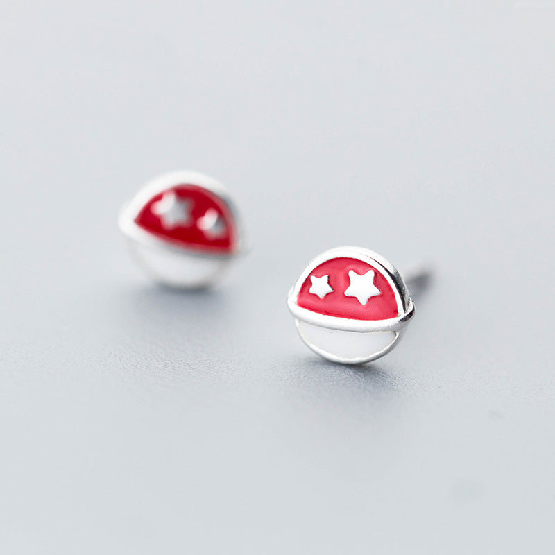 Pure 925 Sterling Silver Space Star Stud Earrings Fashion Enamel Women Girls Silver Ear Jewelry