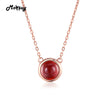 100% 925 Sterling Silver 6mm 1.2 Carat Gemstone Necklace & Pendant Rose Gold Plated Garnet Fine Jewelry For Women MBNI026