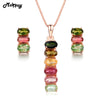 2PCS Jewelry Sets For Women Natural Gemstone Multicolor Tourmaline 925 Sterling Silver S925 Fine Jewelry For Women V006EN