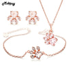 4pcs Heart Gemstone Rose Quartz 100% 925 Sterling Silver 3pcs Jewelry Sets For Women Bearfoot Fine Jewelry V035EHN