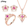 4pcs Ruby Natural Gemstone 3pcs Vintage Jewelry Sets 100% 925 Sterling Silver Fine Jewelry For Women Wedding V019AENR