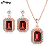 Garnet Gemstone 2pcs Jewelry Sets 100% 925 Sterling Silver For Women Wedding Gift Fine Jewelry V011EN