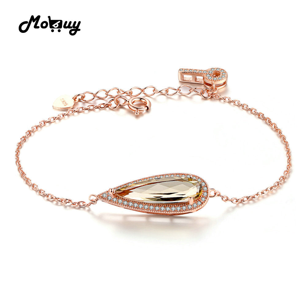 MBHI010 Luxury Big Natural Gemstone Citrine Bracelets $ Bangle 925 Sterling Silver Fine Jewelry Rose Gold Plated For Women