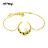 MBHI013 Moon Pearl Beads 925 Sterling Silver Yellow Gold Color Chain Link Bracelets Jewelry For Women