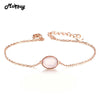 MBHI023 Pink Natrual Gemstone Oval Rose Quartz Fine Bracelets &Cuff 925 Sterling-Silver-Jewelry Rose Gold Plated For Women